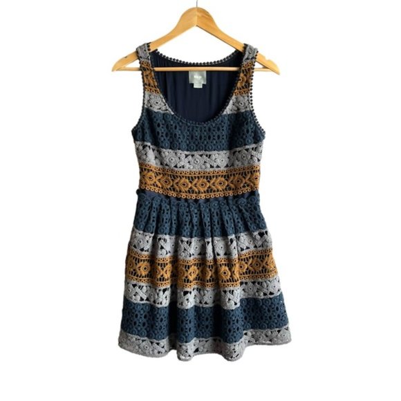 Anthropologie Maeve Striated Crochet Dress Size 4 Fit and Flare - Picture 2 of 13